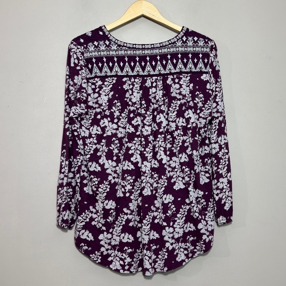 Lucky brand || woman’s long sleeves floral blouse 1x - Picture 2 of 5